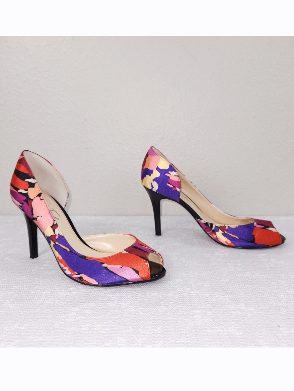 Marc Fisher D'Orsay Peep-Toe Pumps US 7 Joey 2 Slip-On Retro Heels